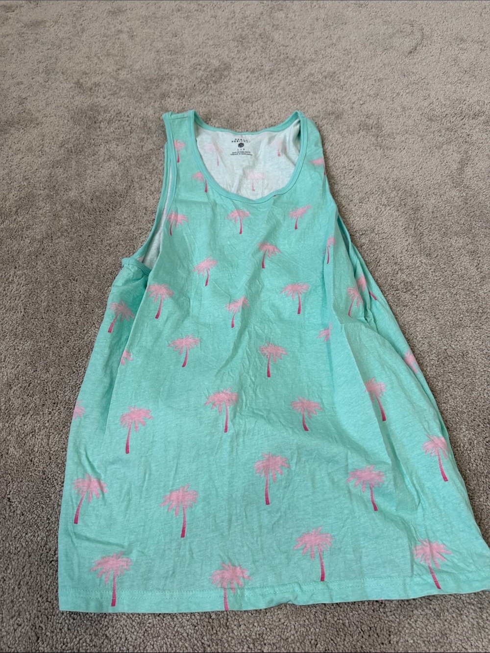 Urban Heritage Mint Tank Top with Pink Palm Print